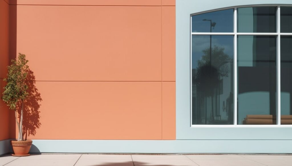 a closeup of a commercial building wall and window