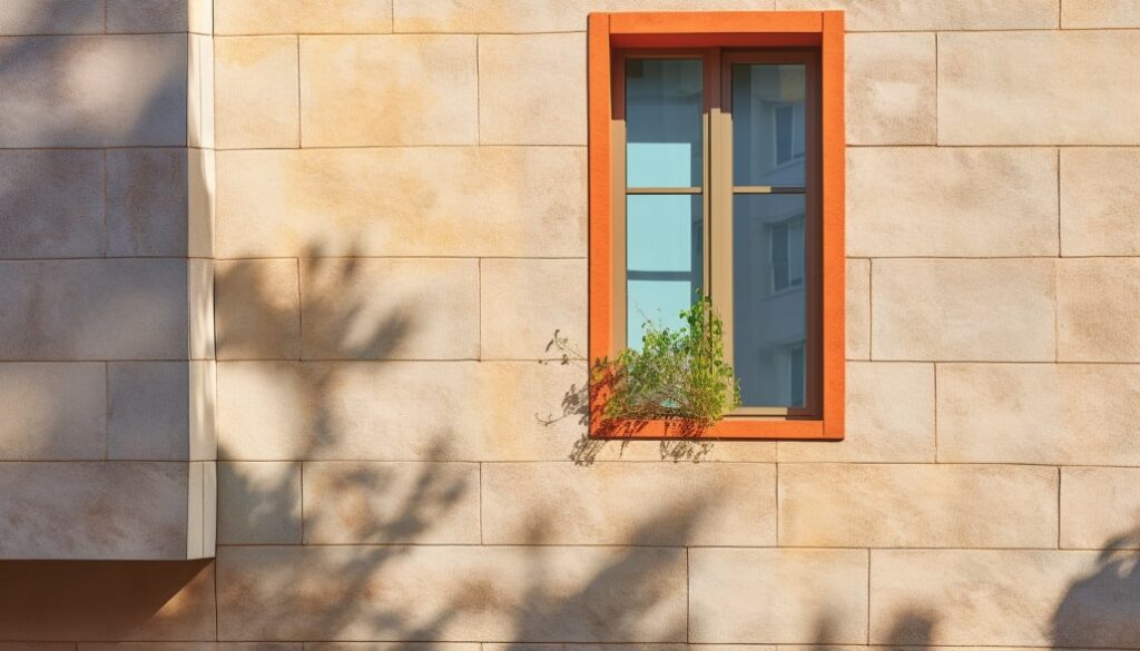 Closeup of a residential building wall and window