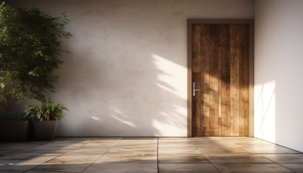 Closeup of a wall beside a door